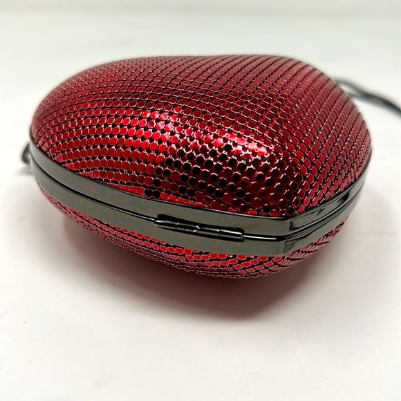 Whiting & Davis Red Metal Mesh Chain Mail Heart Bag